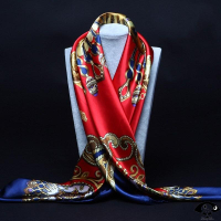 杭州絲綢柔滑綢緞面大方巾頭巾歐美風圍巾女方絲巾90x90CM