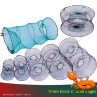 Black Magic Fishing Trap Durable Nylon Mesh Full Automatic Crab Baits Trap Foldable Easy Throw Crab Fish Net Outdoor