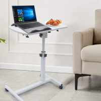 Mobile Rolling Table Angle &amp; Height Adjustable Laptop Notebook Stand Tiltable Table Top Desk Sofa Bed Side Table