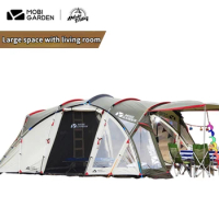 Mobi Garden Nature Hike Outdoor Camping Tent Travel Windproof Rain Proof Double-Decker 4-5 person Super Space Camping Equipment