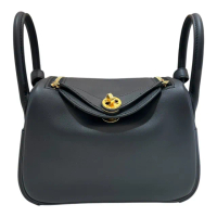 【Hermes 愛馬仕】MINI LINDY swift皮(黑藍色/金釦/Z刻)