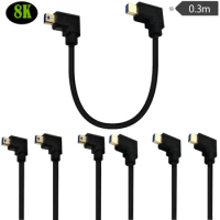 8K 60hz mini Displayport male to male 90° left and right bend 4K/144Hz notebook monitor projector cable