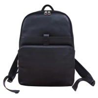 Men's Black Leather Large Capacity Backpack