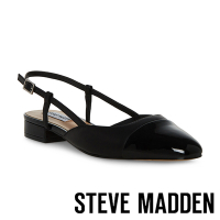 STEVE MADDEN-BELINDA 拼接繞踝平底鞋-黑色