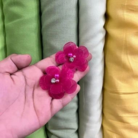 6 BIJI BUNGA ORGANZA 3D BERLIAN CANGKANG 4 CM MIRABELLA