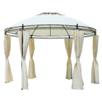 Outdoor Gazebo,Patio Gazebo Canopy Shelter With Curtains,Romantic Round Double Roof,Solid Steel Frame For Garden,Lawn