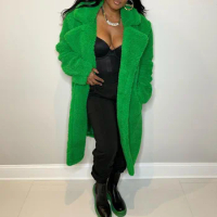 Woman Faux Fur Coat Women Warm Ladies Fur Teddy Jacket Female Plus Teddy Coat Outwear Green 2023 Autumn Long Winter Coat