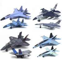 อุปกรณ์ตกแต่งโต๊ะ หล่อขึ้นรูป ของเล่นเครื่องบินรบ พร้อมเสียงเบา F16 F22 F35 เครื่องบินรุ่นตัวยง การด