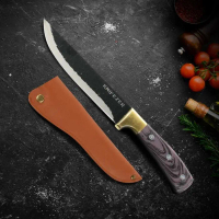 Pisau Daging Dapur Super Tajam Stainless Iris Potong Seset Fillet Tulang Sapi Boning Forged Butcher 