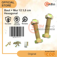 Baut + Mur 12 3,5cm Kuning Hex Set Kualitas Kuat Awet Universal