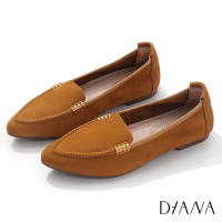 DIANA 1.5cm牛巴戈繽紛色系細緻縫線柔軟樂福鞋-漫步雲端焦糖美人-奶茶