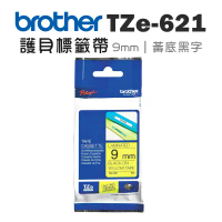 【Brother】TZe-621 護貝標籤帶 ( 9mm 黃底黑字 )