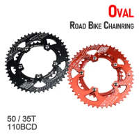 Oval Road Bike Chainwheel Chainring 50/35T 110mm BCD AL 7075 Alloy Wide Narrow Racing Bicycle Crankset Plate for sale