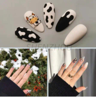 1 Lembar / Pak Stiker Kuku Foil Transfer Air Motif Geometri / Leopard / Sapi Untuk Nail Art / Manicu