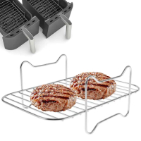 Air Fryer Rack for Double Basket Air Fryers Stainless Steel Grilling Rack Air Fryer Accessories Cooking Rack Toast Rack for Oven