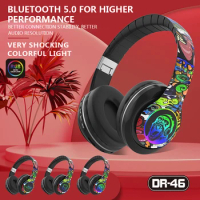 Glowing Bluetooth Headphones king kong Graffiti Wireless Earphones With Mic Noise Cancel Headphones HiFi Deep Bass gamer headset