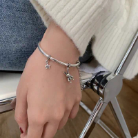 New Arrival 925 Sterling Silver Sweet Lovely Rabbit Animal Ladies Bangle Jewelry Promotion Christmas Gift For Girlfriend