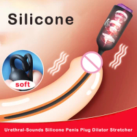 Urethral-Sounds Silicone Penis Plug Dilator Stretcher for Men Vibrating Urethral Plug Penis Insert Urethra Sound Dilator