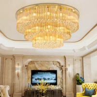 Large hotel crystal lamp LED three-layer ceiling lamp atmosphere of the living room lobby lamp led ceiling lamps lighting lights