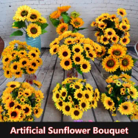 5/7/22 Heads Elegant Artificial Sunflower Silk Flowers Home Wedding Party Decor Artificial Flower Bouquet Decoration Flowers