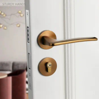Aluminum Alloy Bedroom Mute Security Door Locks Indoor Door Knob with Lock and Key Lockset Furniture Hardware Deadbolt Lock
