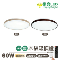 🚛〖樂亮〗★含稅 60W 快可拆吸頂燈 LED 和木/和杉 五種情境 八段調光 附遙控器 調光調色 全電壓 /光彩照明