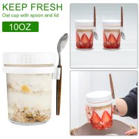 Cốc Yến Mạch, Dung Tích 350ml, Kèm Thìa, Cốc Kín Mason, Cốc Salad, Cốc Bữa Sáng Có Nắp, Cốc Sữa