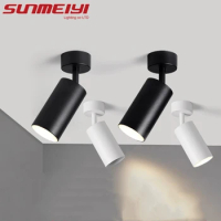 SUNMEIYI Surface Mounted 360° Rotatable White Black LED Ceiling Lights GU10 Bulb Replaceable Wall Ceiling Lamp