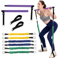 Portable Pilates bar kit with Resistance Bands for Home Workout,Pilates bar Workout Gear Supports Full Body Workout 20-300LBS