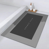 BISA COD H977 Keset Kamar Mandi 60x40 cm / Keset Kaki Anti Slip / Alas Kaki Minimalis Oval Kain