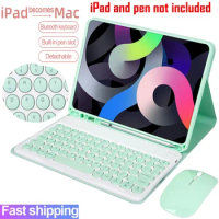 For iPad 10.2 Case with Keyboard for Apple iPad 7 8 9 7th Gen 8th 9th Generation bluetooth keyboard Mouse Cover Cases