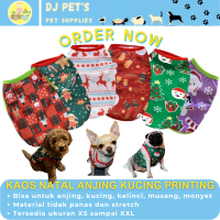 Baju natal anjing dan kucing kaos natal anabul model tank printing 6 warna