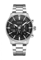 Solvil et Titus Saber Men's Chronograph Quartz Watch in Black Dial and Stainless Steel Bracelet W06-03286-004