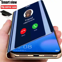 Smart Mirror Flip Phone Case For Samsung Galaxy S10 9 8 Note 9 10 A9 A7 A6 A02S J4 6 Plus 2018 PU Leather Stand Shockproof Cover