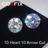 10 Heart And 10 Arrow Cut 0.5ct-4ct D Color Moissanite VVS Clarity Round Cut Lab Grown Loose Moissanite Stone Test Positive
