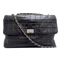 【二手名牌BRAND OFF】CHANEL 香奈兒 黑色 羊皮 2.55 鍊帶 chocolate bar 肩背包