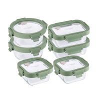 【CorelleBrands 康寧餐具】文青款 全可拆玻璃保鮮盒小食量超值六件組(F01)