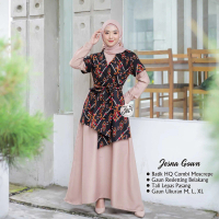 Gaun Jesna Goun Anak Remaja dan Dewasa Kombinasi Batik Katun Rose Moscrepe Original Jlantir - Pesta
