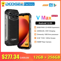 DOOGEE V Max 5G 22000mAh Smartphone 12GB 256GB 6nm Processor Octa Core Cellphones 108MP Camera Rugged 120Hz Display Mobile Phone