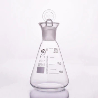 Lodine flask with ground-in glass stopper 200ml,Erlenmeyer flask with tick mark,Iodine volumetric flask,Triangular flask