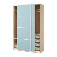 PAX/MEHAMN 滑門衣櫃/衣櫥, 染白橡木紋/雙面設計 淺藍色, 150x66x236 公分