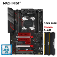 Machinist X99 Motherboard Combo LGA 2011-3 Xeon E5 2683 V4 kit CPU DDR4 2*8GB RAM 2666MHz Memory NVME M.2 Four Channel MR9A Pro