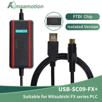 FTDI Chip Cable USB-SC09-FX Compatible with Mitsubishi For FX1N 2N 1S 3U Series PLC Programming Data Download