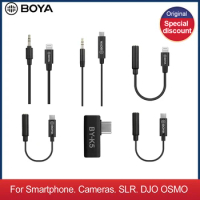 BOYA 3.5mm TRS TRRS to Lightning/Typec Apple Android phone audio cable for microphone phone extension cable