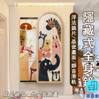 附發票 工廠直銷 【宅配免運】卡通鏡子 玄關推拉鏡 隱藏式全身鏡 鏡子裝飾畫 客廳穿衣鏡 暗藏式鏡子 隱形穿衣鏡 壁掛試衣鏡特惠/全館折扣 售後保障 可開發 zl548