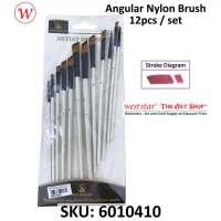 [WE-ARTS] ANGULAR Nylon Assorted Brush Set | 12pcs / Set | Design Art School Student Painting Canvas