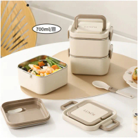 【Klova】韓式風可微波雙層便當盒 304不鏽鋼保溫飯盒 學生手提午餐盒(1400ml)
