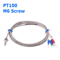 M6 Screw Type PT100 RTD Resistance Temperature Detector Thermal Sensor 3 Wires Cable for Boiler Oven Temperature Controller
