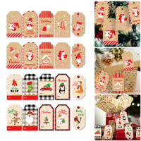 50PCS Elk Christmas Tree Kraft Paper Santa Claus Xmas Decoration Christmas Labels Hang Tags Gift Wrapping Christmas Tag