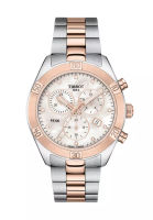 Tissot PR 100 Sport Chic Chronograph Lady Two tone Stainless Steel Bracelet and White mother-of-pearl Dial Quartz Watch - T101.917.22.116.00